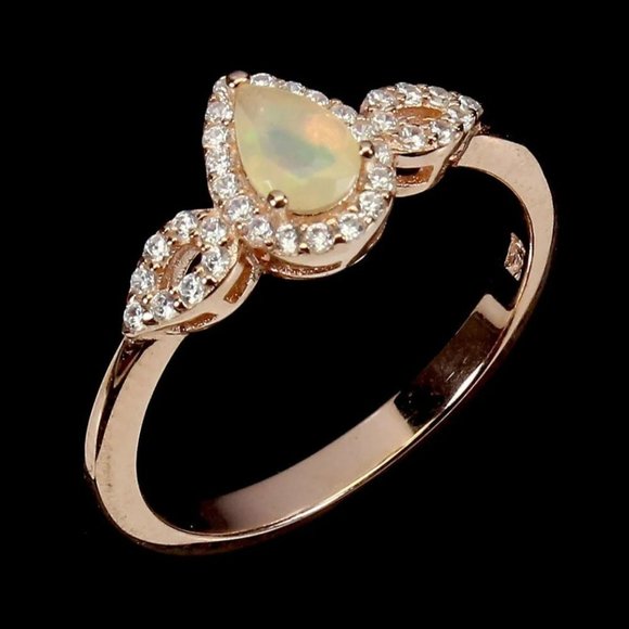 3 Stone Ring, Opal Ring, Gemstone Promise Ring, Solitaire Engagement Ring - Picture 2 of 6